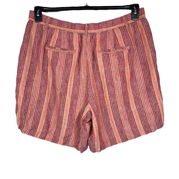 J. Jill SZ 18 Love Linen Shorts Striped Zip-Fly Pockets Pleated Hi-Rise Multi - Picture 3 of 6